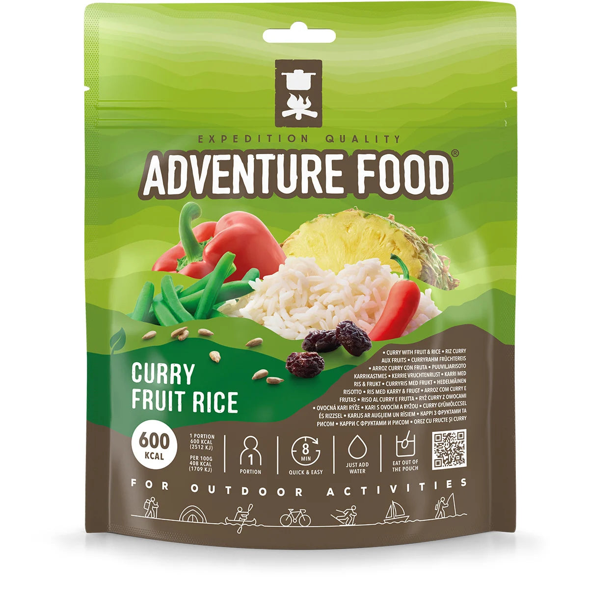 Adventure Food Curry Fruit Rice gevriesdroogde vegetarische rijstmaaltijd met rozijnen en ananas