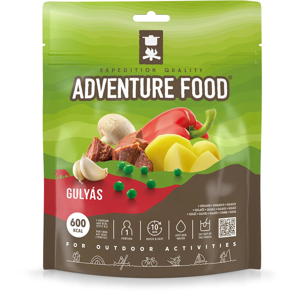 Adventure Food Gulyas gevriesdroogde hongaarse goulashmaaltijd met rundvlees, aardappel en paprika