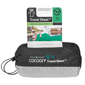 Cocoon Travelsheet Insect Shield 100% Cotton Grey