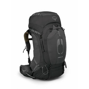 Osprey Atmos AG 65 heren trekkingrugzak in de kleur grijs met verstelbaar rugpand en een inhoud van 65 liter