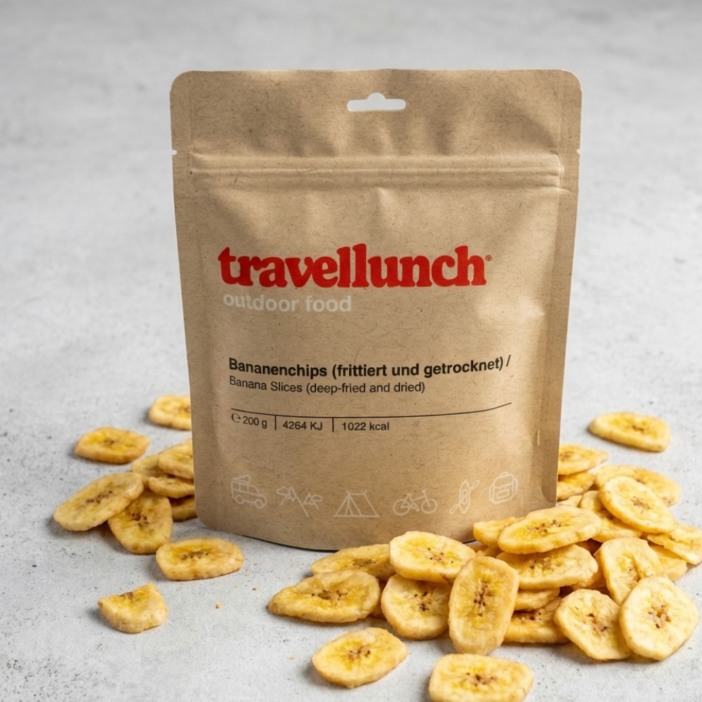 Travellunch Gedroogde bananenchips Knapperige energie