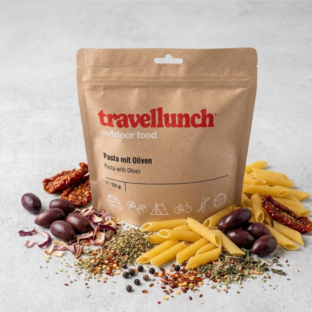 Travellunch • Pasta met Olijven • Voedzame Vegetarische Maaltijd