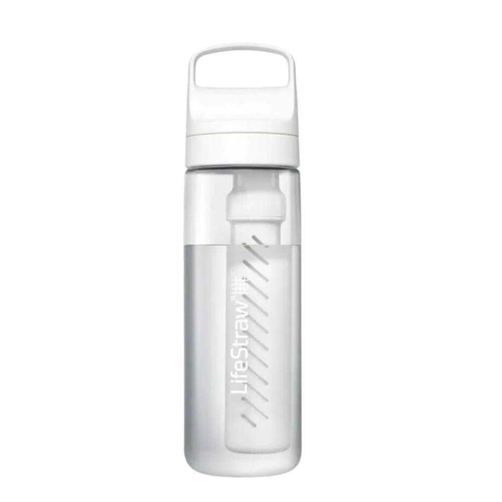 LifeStraw Go 2.0 kunststof waterfles 650ml in een strakke witte uitvoering.