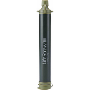 Draagbare blauwe LifeStraw Personal Waterfilter tegen een witte achtergrond.