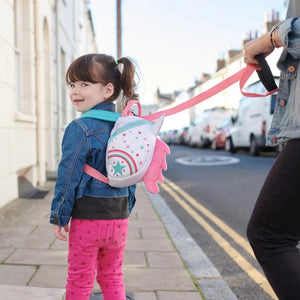 Animal Toddler Backpack kinderrugzak in de vorm van een roze eenhoorn met een gouden hoorn en comfortabele schouderbanden 4
