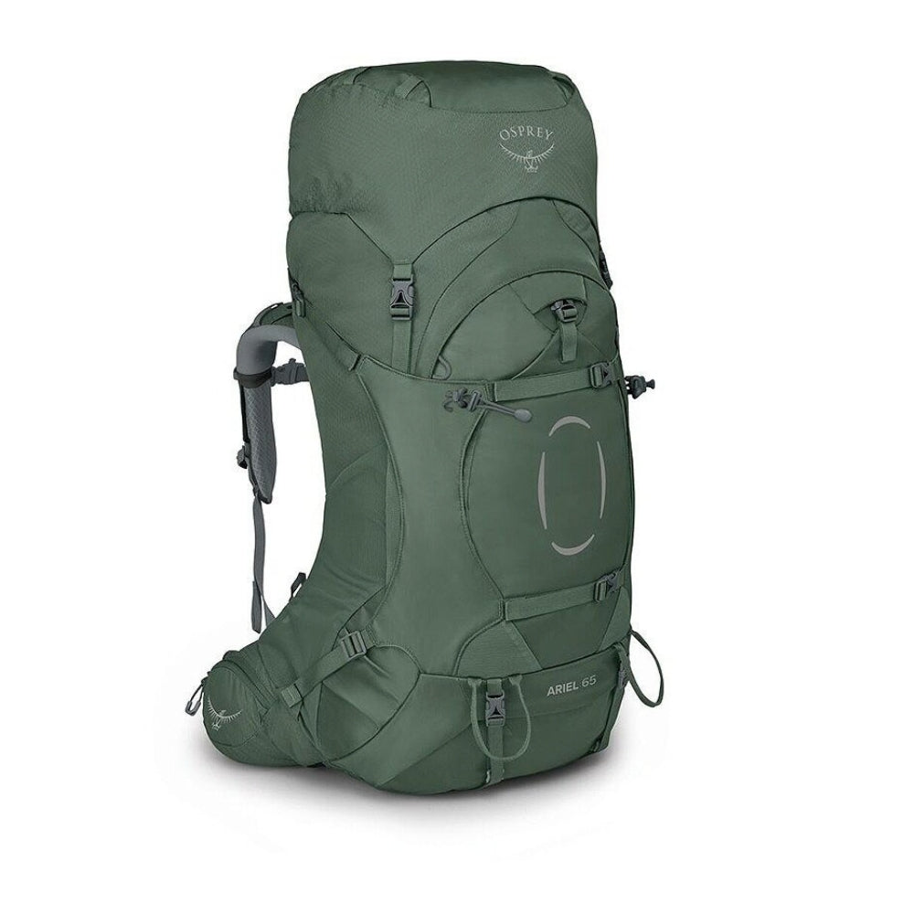 Osprey Ariel 65 trekkingrugzak voor dames in de kleur Koseret Green, maat XS/S, met heupband en verstelbaar rugsysteem