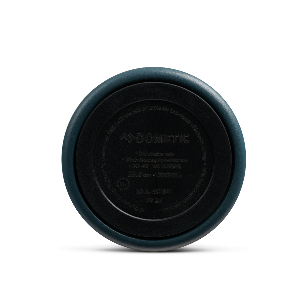 Dometic Tumbler 650ml zwarte schroefdeksel gezien vanaf de bovenkant   
