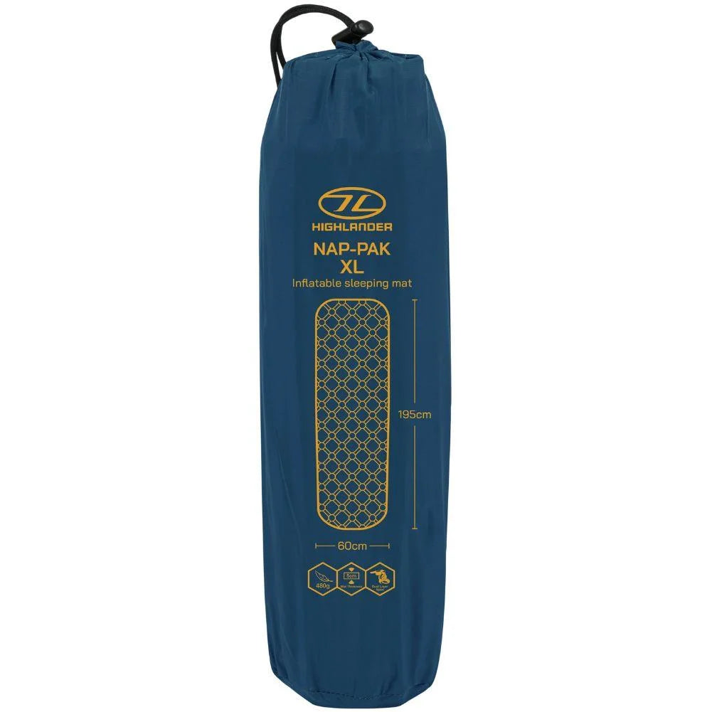 Highlander NAP-PAK Inflatable Sleeping Mat XL opblaasbare slaapmat in compacte uitvoering voor kamperen en outdoor avonturen