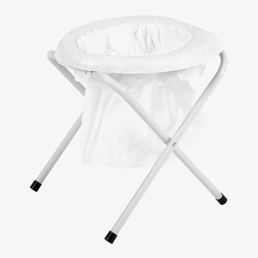Highlander draagbaar campingtoilet van stevig kunststof met een deksel en comfortabele zitting
