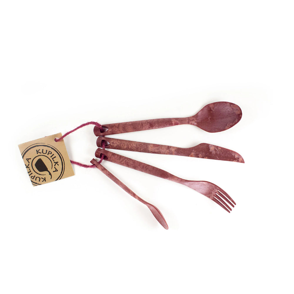 Kupilka Cutlery Set vierdelige duurzame outdoor bestekset in bruine natuurfiber composiet uitvoering3