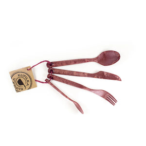 Kupilka Cutlery Set vierdelige duurzame outdoor bestekset in bruine natuurfiber composiet uitvoering3