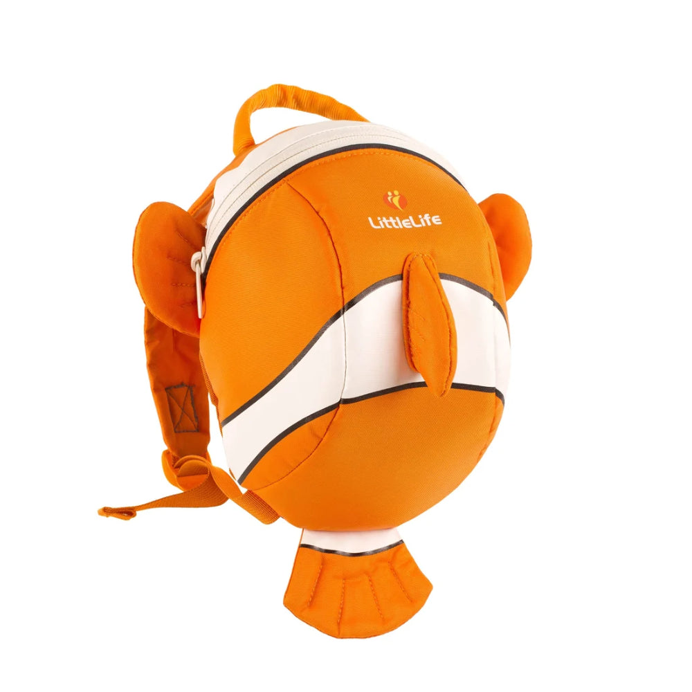 LittleLife Animal Toddler Backpack clownvis kinderrugzak in oranje met veiligheidstuigje en handige ritssluiting