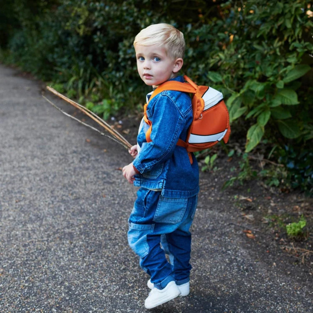 LittleLife Animal Toddler Backpack clownvis kinderrugzak in oranje met veiligheidstuigje en handige ritssluiting 5