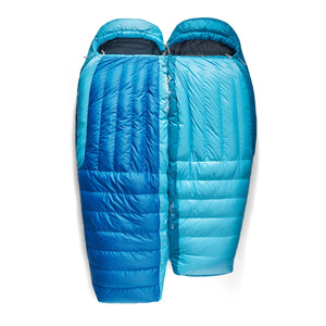Sea to Summit Trek Down -9C slaapzak volledig opengeritst als platte donzen quilt deken