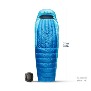 Sea to Summit Trek Down Sleeping Bag -1 Long blauwe slaapzak die volledig open te ritsen is als comfortabele deken