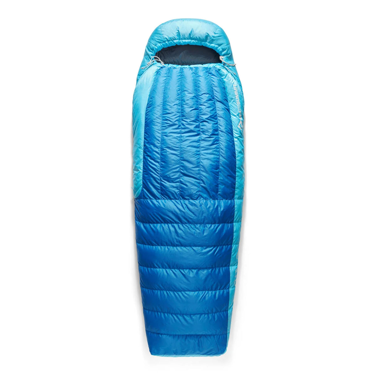 Sea to Summit Trek Down Sleeping Bag -1 blauwe mummie dons slaapzak met capuchon en compressiezak