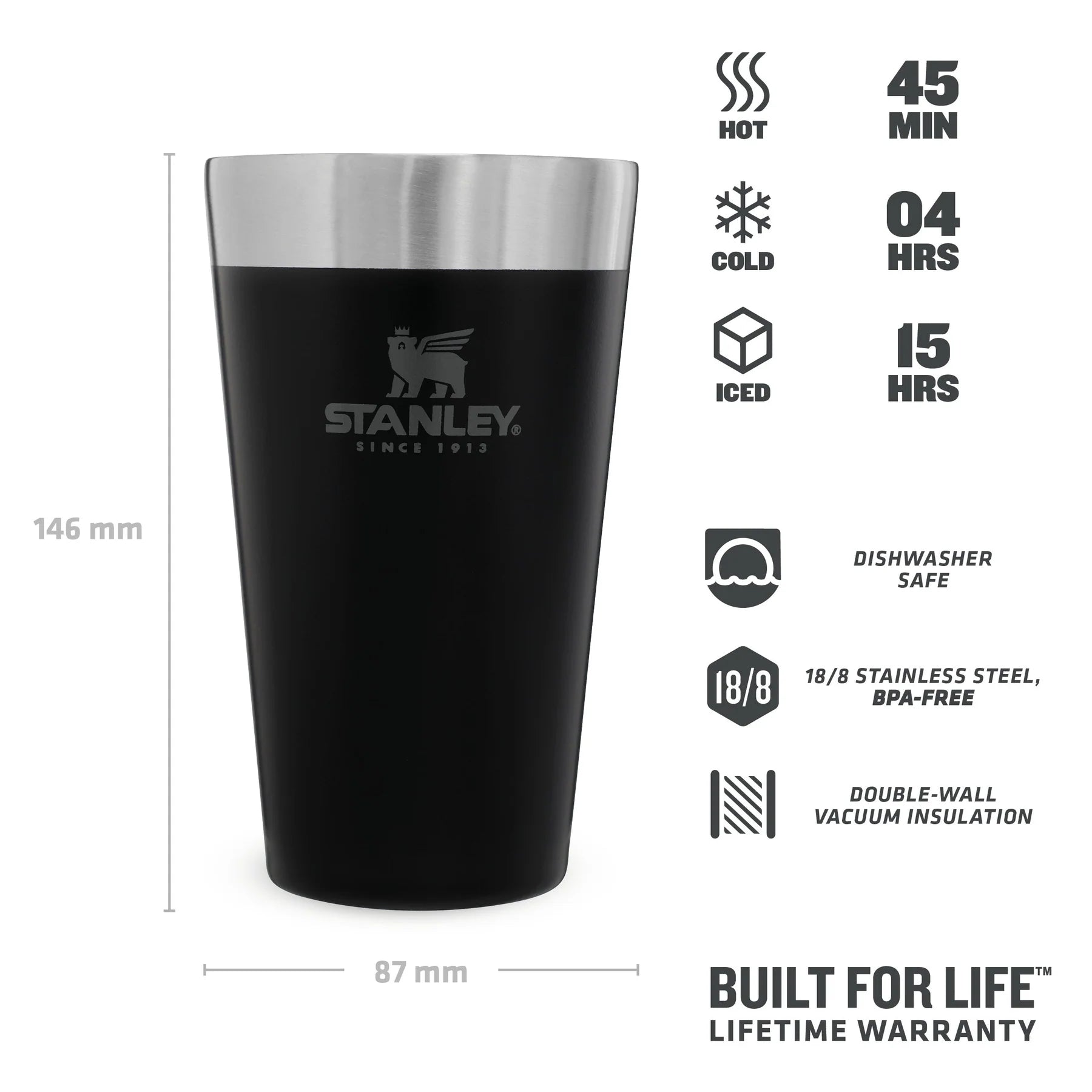 Stanley Stacking Tumbler Pint Matte Black