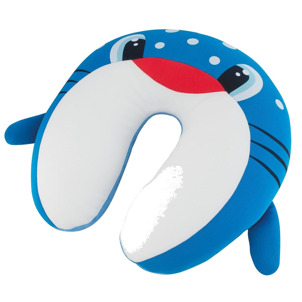 TravelSafe pluche reiskussen in de vorm van een blauwe dolfijn, ergonomische kinderneksteun voor onderweg