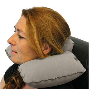 TravelSafe Travel Pillow grijs opblaasbaar nekkussen in hoefijzervorm voor comfortabele nekondersteuning tijdens het reizen 2